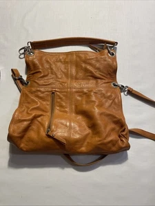 Valentina Genuine Leather Long Crossbody Hobo Slouchy Brown Handbag Italy - Picture 1 of 14