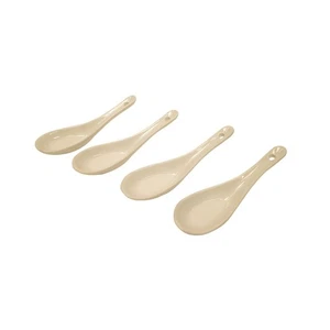 Set 4 White Porcelain Asian Chinese Japanese Food Miso Ramen Spoon Soup Utensil - Picture 1 of 6