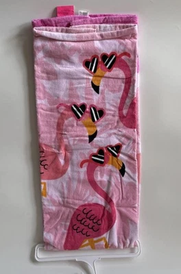 Betsey Johnson Kids Beach Towel Pink Flamingo Cool Heart Sunglasses 28”x58" NEW - Image 1 of 4