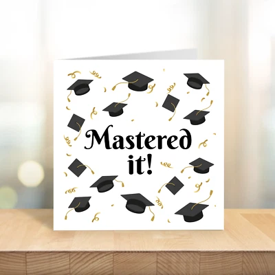WILLOW GIFTS Mastered It Square Card - Graduation Tassle Hat Occasion Degree Congratulations