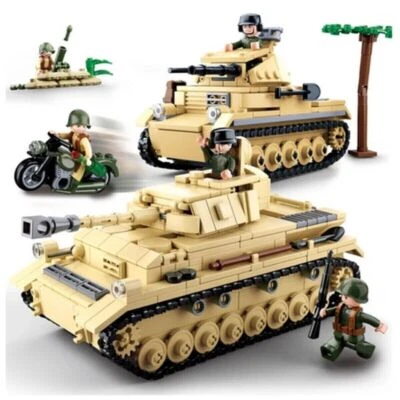 Building Blocks MOC Military WW2 German Panzer IV Tank Bricks Model Kids DIY Toy - Image 1 of 4