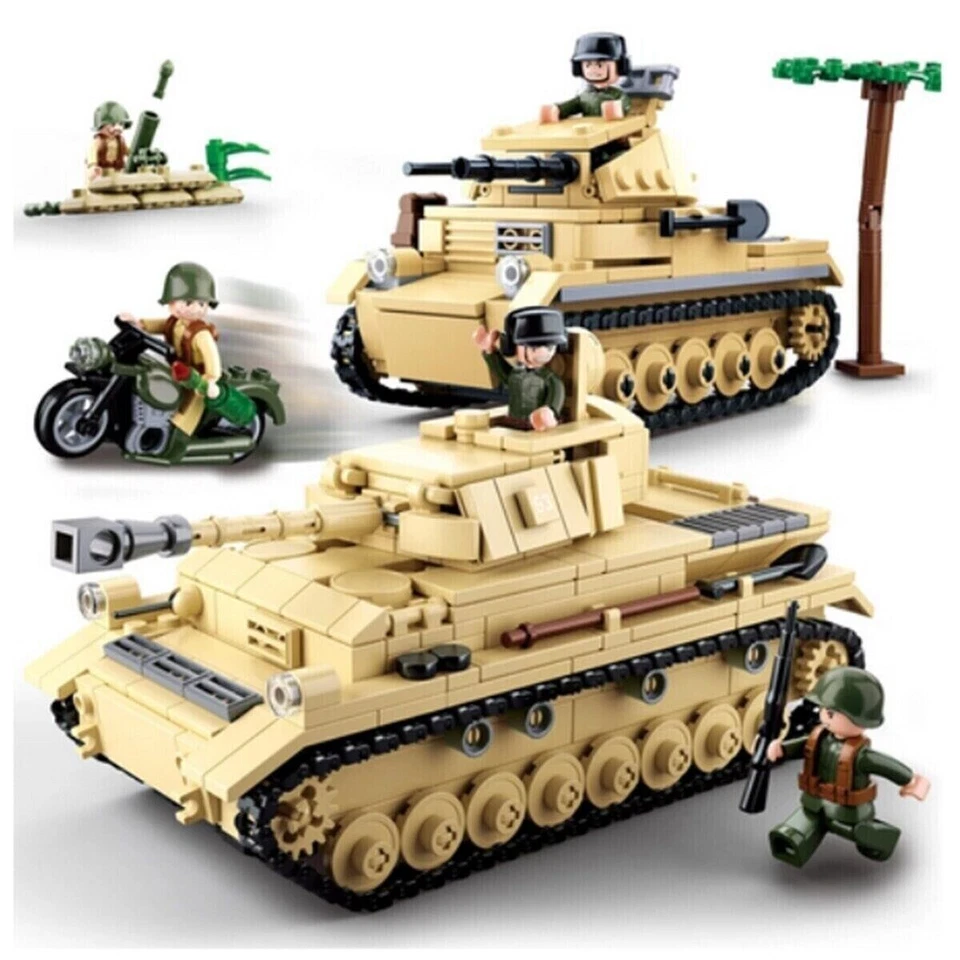 Building Blocks MOC Military WW2 German Panzer IV Tank Bricks Model Kids DIY Toy - Image 1 of 4