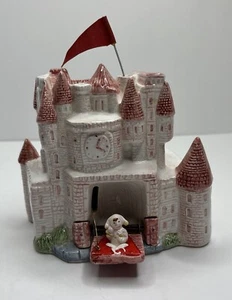 Vintage Schmid Signed Pink Castle 110 Camelot Music Box w/Rotating Flag Japan  - Picture 1 of 15