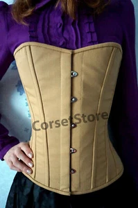 Corsé beige resistente para mujer entrenador de cintura de acero hueso sarga algodón - Imagen 1 de 3