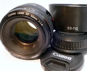 * CANON EF 50mm f/1.4 USM Lens w EXTRAS,  B+W XS-PRO Filter & Canon ES-71II Hood - Picture 1 of 20