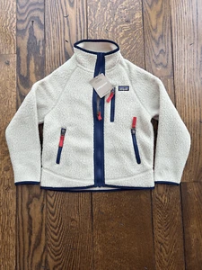 Patagonia Jacket Kids El Cap Khaki Retro Pile Fleece Full Zip NWT Large (12) - Picture 1 of 5