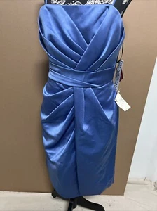 Watters&watters New W TagsProm/formal Shiney Blue Dress Knee Length Sz 10 Zips - Picture 1 of 9