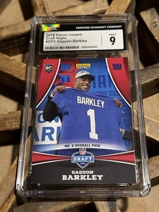 2018 Panini Instant NFL Draft Night /1330 Saquon Barkley CGC 9 Mint Rookie RC - Picture 1 of 2
