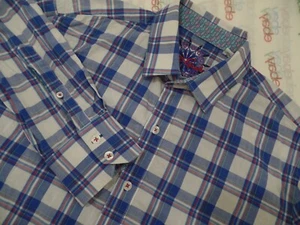 Robert Graham Blue Plaid Dress Shirt Size Small - Picture 1 of 11