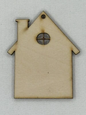 Custom Laser Cut Unfinished House Ornament Shape Wood Craft Cutout - Image 1 of 2