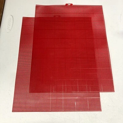 Quick Count 7 Mesh Plastic Canvas 2 Sheets for Needlepoint 13.5 x 10.5" Xmas Red - Image 1 of 3