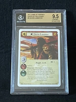 GAME OF THRONES RARE BGS 9.5 GEM MINT Daven Lannister #3 2011 Season 1 - Image 1 of 2