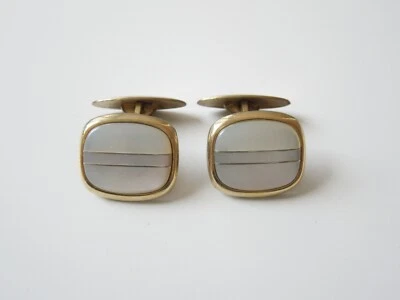 Manschettenknöpfe mit Perlmutt Am D. 60er Jahre 11,3 g/1,7 x 1,5 cm - Bild 1 von 4