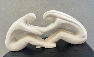 Royal Haeger Couple Reaching Infinity Sculpture 1980s White Matte Pottery - Picture 1 of 8