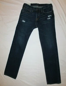 ABERCROMBIE Kids Girls Dark Distressed Straight Denim Skinny Jeans Size 16 - Picture 1 of 12