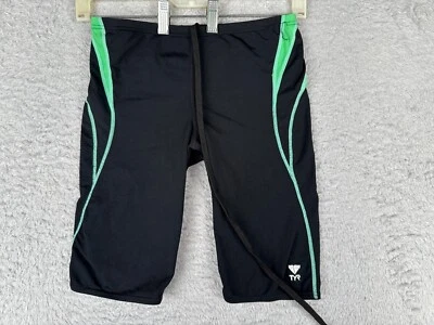 TYR Shorts Adult 30 Black Green Jammer Polyester Blend Spandex Compression Tri - Image 1 of 4