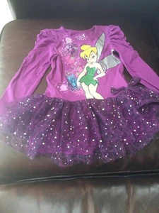 Disney Fairies Tinkerbell long top Size 6 Small purple ruffles Preowned - Picture 1 of 6