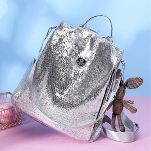 Women's Bag Sequined Backpack Fashion Women Backpack Student School Bag - Picture 1 of 12