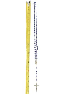 Vtg Rosary Cobalt Acrylic Beads Metal Cross Crucifix Jesus Catholic Religious - Picture 1 of 6