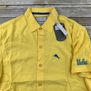 Tommy Bahama Mens Camp Shirt Solana Slub NCAA UCLA Yellow T317474 New Medium - Picture 1 of 7