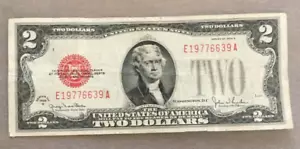 1928 G $2.00 DOLLAR RED SEAL NOTE very nice circulated EA Block #19776639 - Picture 1 of 2