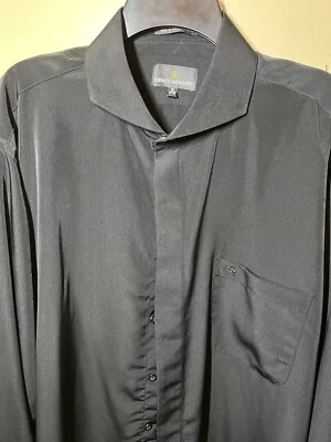 Stacy Adams Black Embroidered logo 100% Polyester Long Sleeve Shirt size 1834/35 - Image 1 of 4