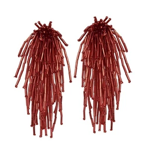 Beautiful Cascading Cluster of Red Metallic Beads Clip-on Earrings - Picture 1 of 5