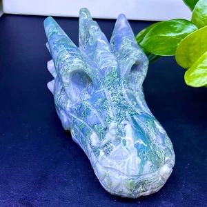 472G Natural water grass agate dragon head quartz hand carved crystal - Picture 1 of 18