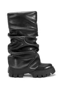 Azalea Wang Women's Mate Chunky Platform Combat Slouch Boots - Black - Sz 11 - Picture 1 of 3