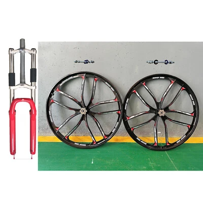 26'' 10 Spokes Wheel set 100*135mm & 26" Fork w/ 1" Threaded/ 1-1/8" Threadless - Image 1 of 4