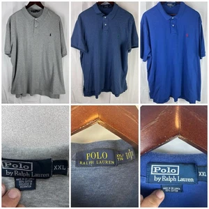 Lot 3 Polo Ralph Lauren Mens XXL Casual Polo Shirt Gray Blue Short Sleeve Collar - Picture 1 of 24