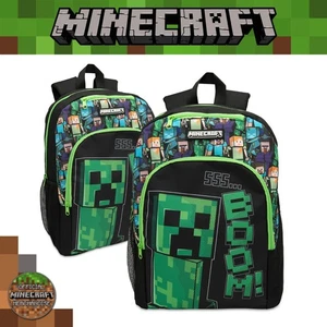 Minecraft Kids Backpack Childrens School Bag with Creeper Print Boys Rucksack - Picture 1 of 16