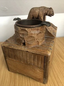 Antique Black forest bear cigarette box ashtray - Picture 1 of 8