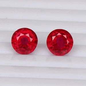 Pair Mozambique Red Ruby Blood 12.80 Ct. Round Cut 100% RARE Loose Gemstone - Picture 1 of 5