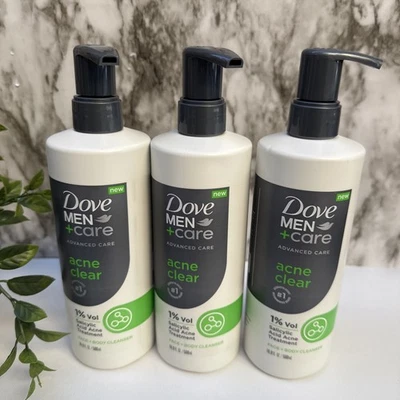 Lote de 3 limpiadores avanzados Dove Men+Care transparente para acné 16,9 oz para pieles propensas al acné Foto 1 de 2