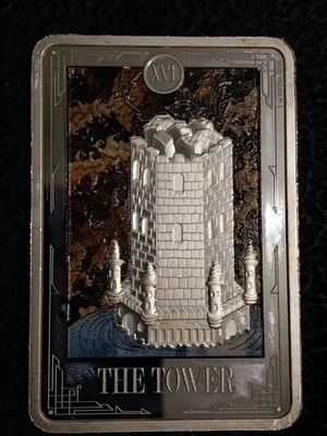 2024 Niue Tarot Card XVI. The Tower 1 oz Silver Colorized Proof Coin - Image 1 of 4