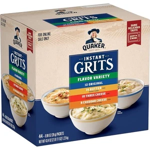 Quaker Instant Grits, 4 Flavor Variety Pack, 0.98oz Packets,44 Count (Pack of 1) - Picture 1 of 5