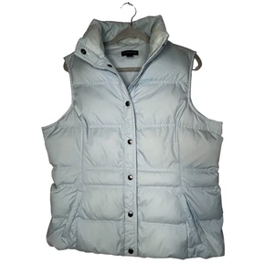 Lands End Girls Down Puffer Vest Large 14-16 Powder Blue Snaps Fits Women's - Picture 1 of 7