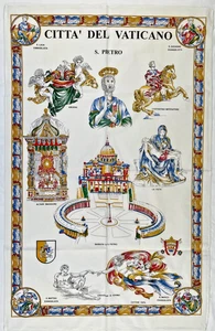 Tea Towel Souvenir Tapestry Vatican City 100% Cotton 35 X 22 - Picture 1 of 9