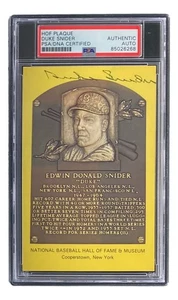 Duke Snider Signed 4x6 Brooklyn Dodgers HOF Plaque Card PSA/DNA 85026268 - Picture 1 of 4