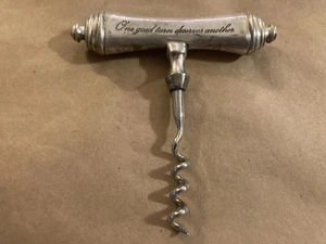"Eine gute Wendung verdient eine andere" Pottery Barn silberfarben Metall Wein Korkenzieher - Bild 1 von 9
