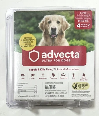 New Sealed Advecta Ultra for Large Dogs between 21-55 LBS, 4 Months Supply - Image 1 of 2