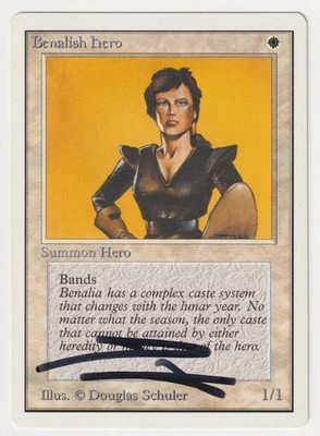 Signed Benalish Hero MP Unlimited Edition Artist Douglas Shuler 1993 MTG Magic! - Image 1 of 2