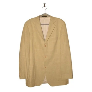 HUGO BOSS $699 Wool Linen Light Beige Checkered Sport Coat 3 Button Men's 42L - Picture 1 of 8