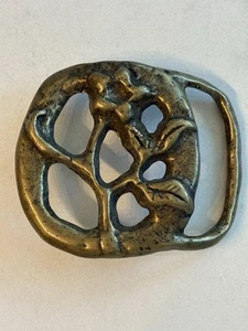 RARE 1960s-70s VINTAGE ROSE/HIPPY/BOHO/FLOWER CHILD SOLID BRASS BELT BUCKLE LQQK - Picture 1 of 3