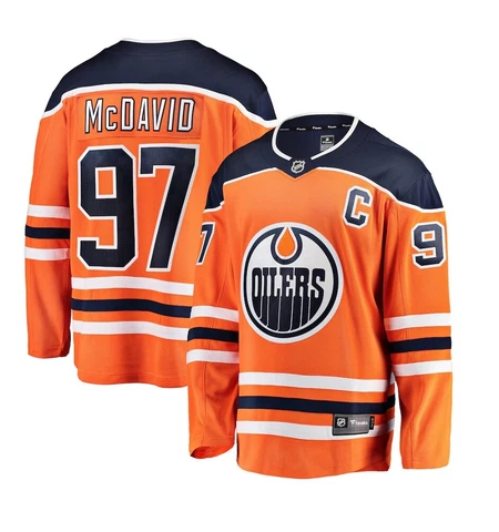 Connor McDavid #97 Edmonton Oilers MENS Fanatics Breakaway Orange Home Jersey Cover