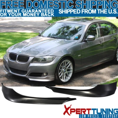 Fits 2009-2012 BMW E90 3-Series Sedan 2PCS Front Bumper Lip Splitter Spoiler PP Foto 1 de 4