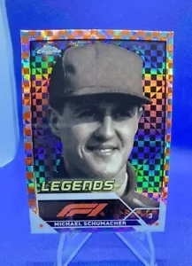 2023 Topps Chrome F1 Racing Orange checkered Refractor Michael Schumacher 24/25 - Picture 1 of 10