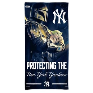 NEW YORK YANKEES THE MANDALORIAN BABY YODA DISNEY 30"X60" BEACH TOWEL WINCRAFT - Picture 1 of 1
