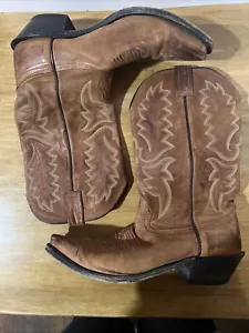 Botas de Vaquero Larry Mahan Marrón Western Puntera Cortada Talla 9 Mujer Cuero - Imagen 1 de 12